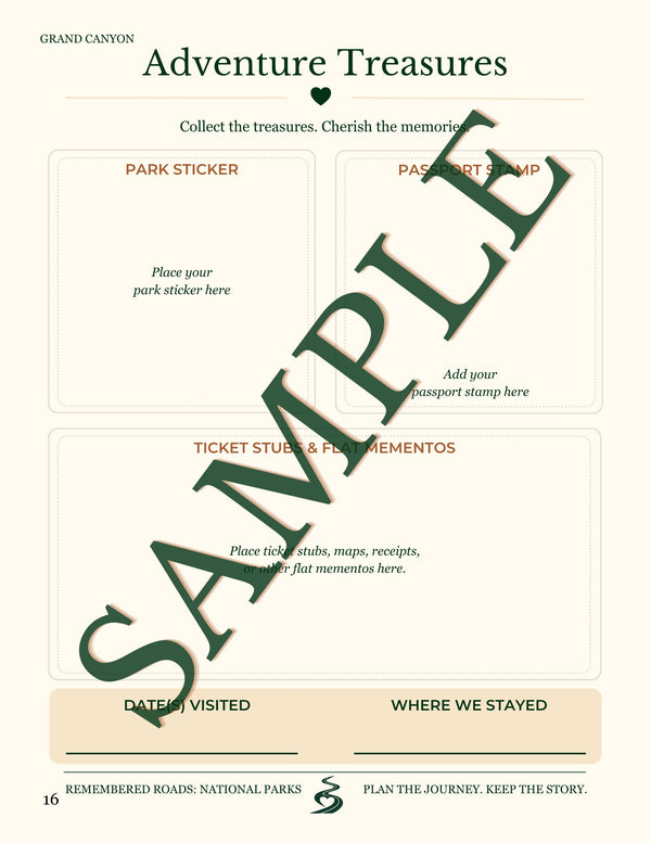 Adventure Treasures sample page