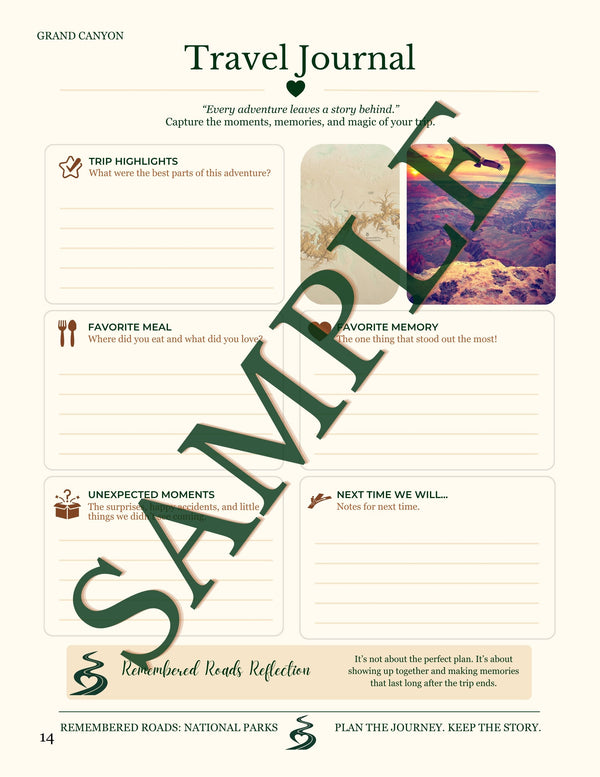 Travel Journal sample page