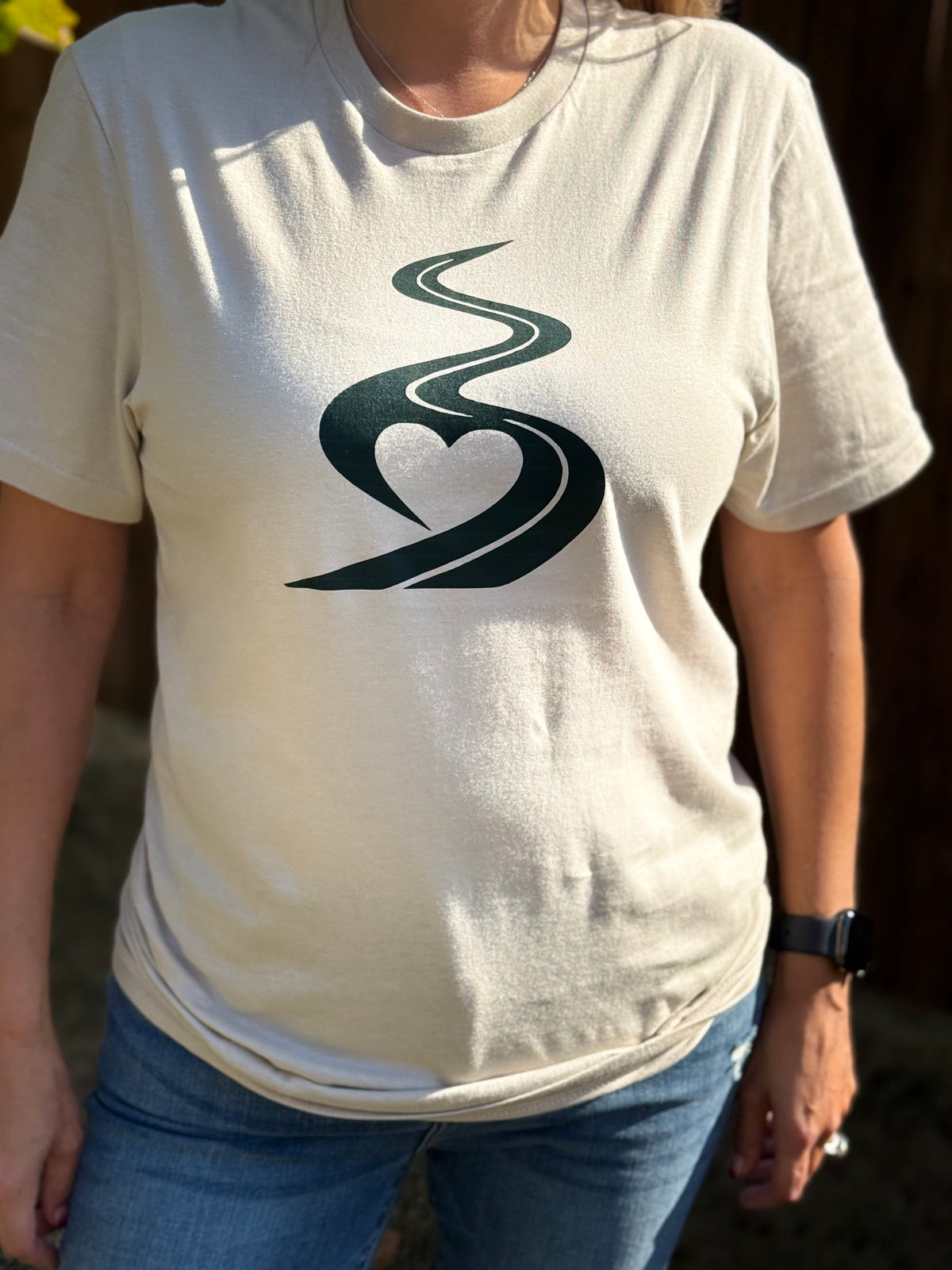 Road & Heart Tee — Cream
