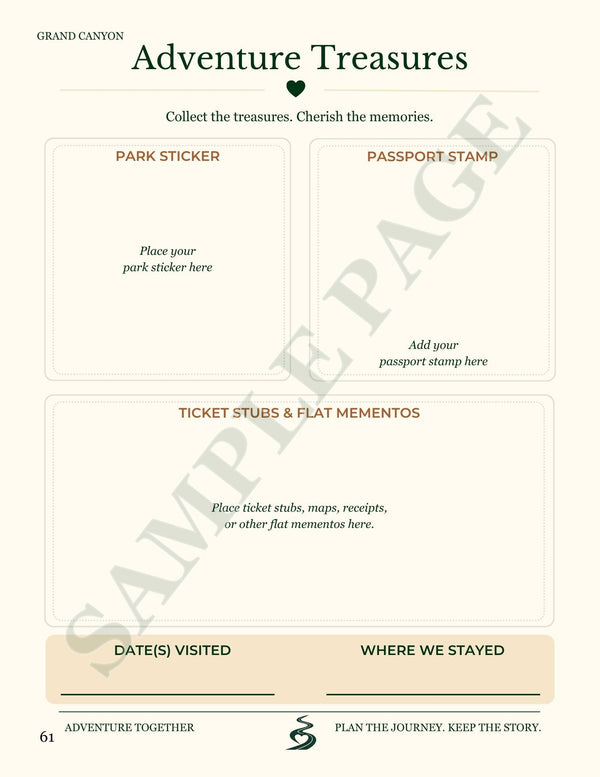 Adventure Treasures sample page