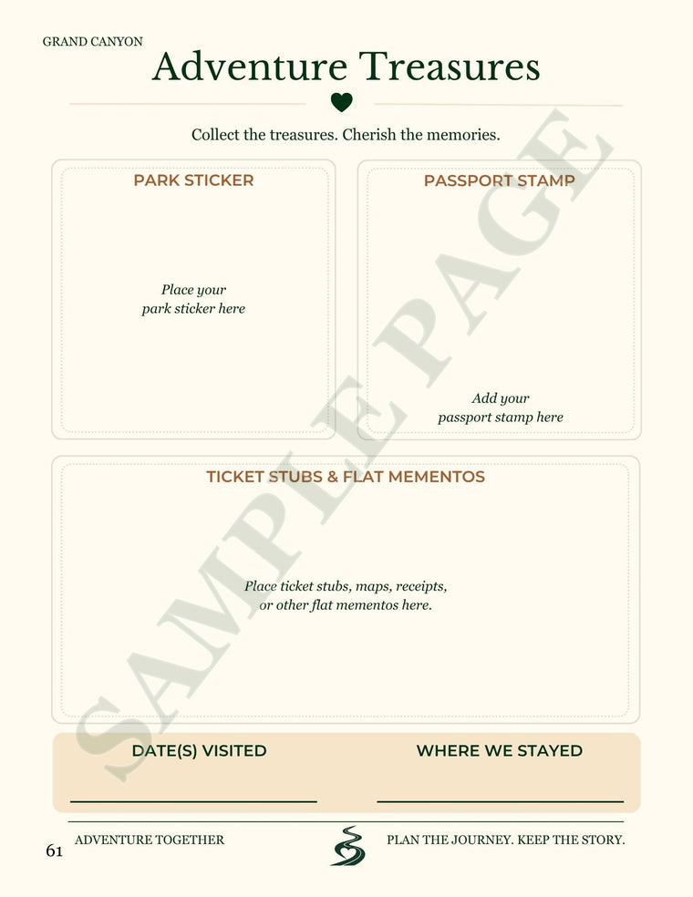 Adventure Treasures sample page