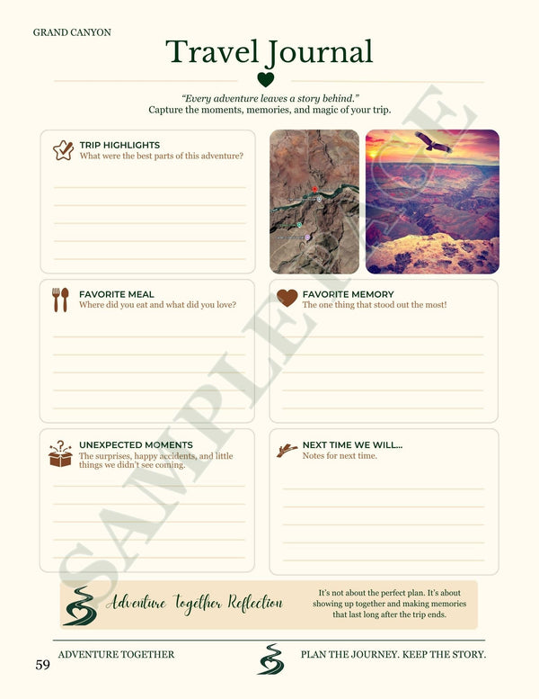 Travel Journal sample page