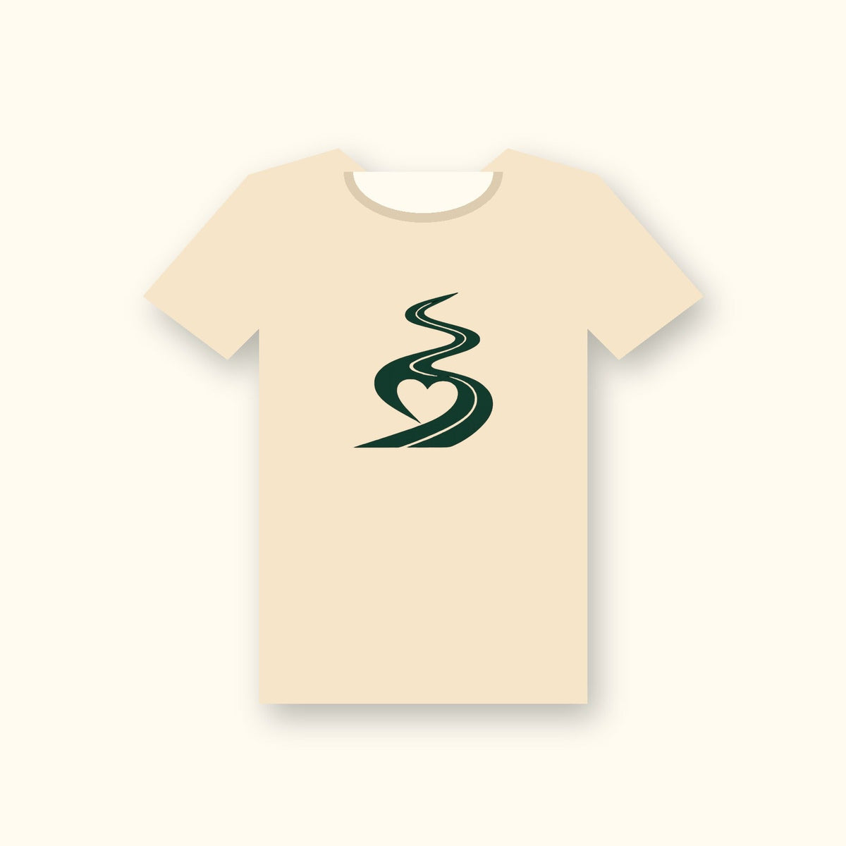 Road & Heart Tee — Cream